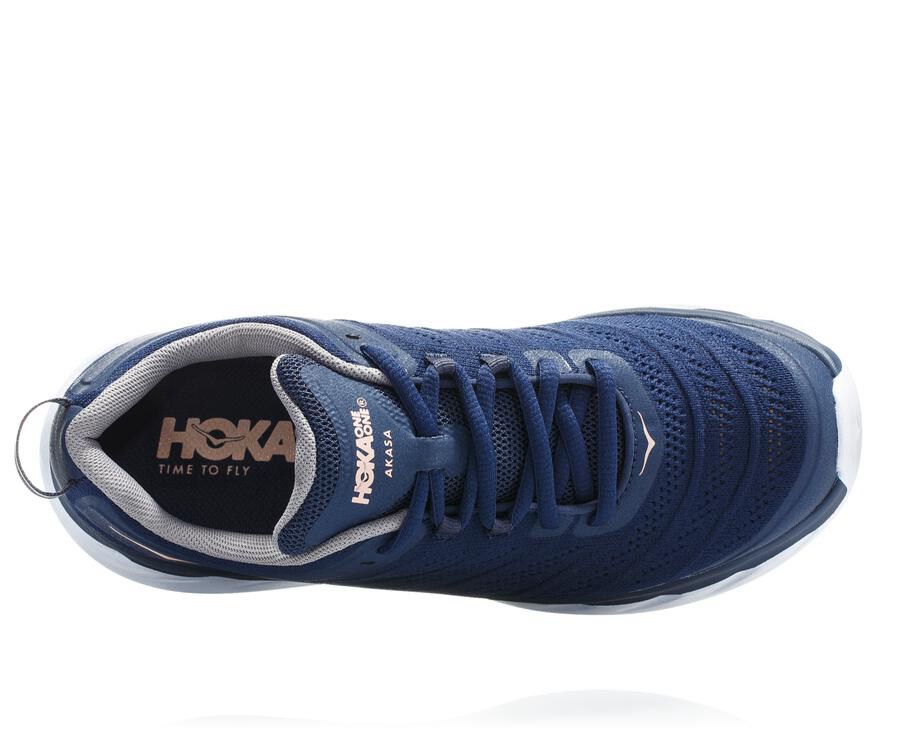 Hoka One One Akasa Löparskor Dam - Blå/Vita - YKLHW-5207